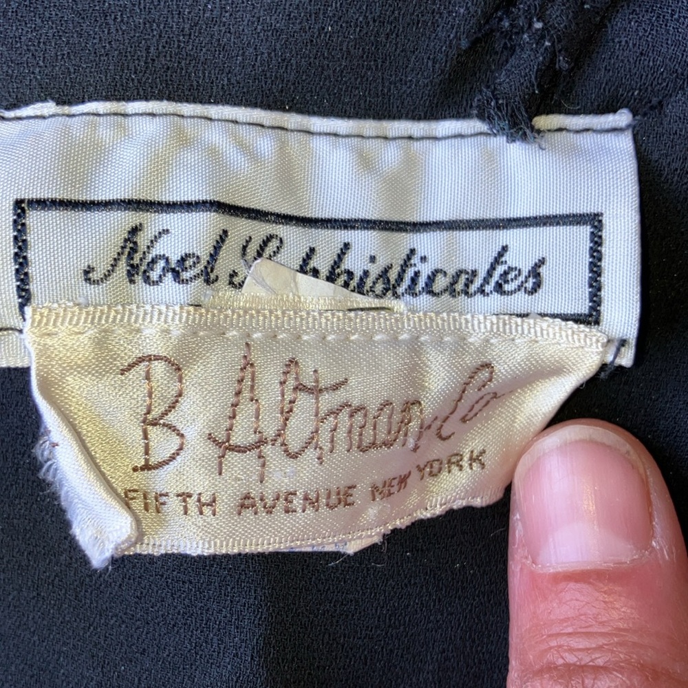 B Altman Noel Sophisticates Vintage Black Dress Sheer ILGWU - Picture 4 of 9